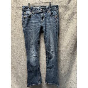 Miss Me Bootcut Women’s Jeans Size 27 Rhinestones Y2K fleur-de-lis Biker READ